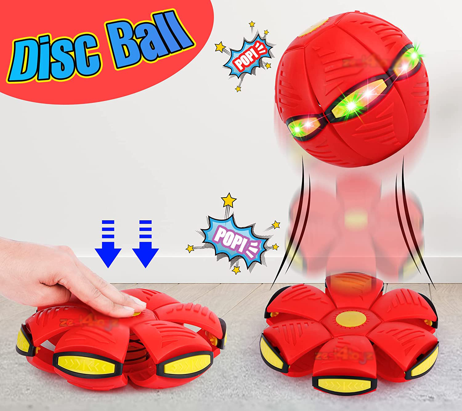 Δίσκος - Φρίσμπι όπου γίνεται Μπάλα με LED - Flat Ball Disk σε Διάφορα Χρώματα